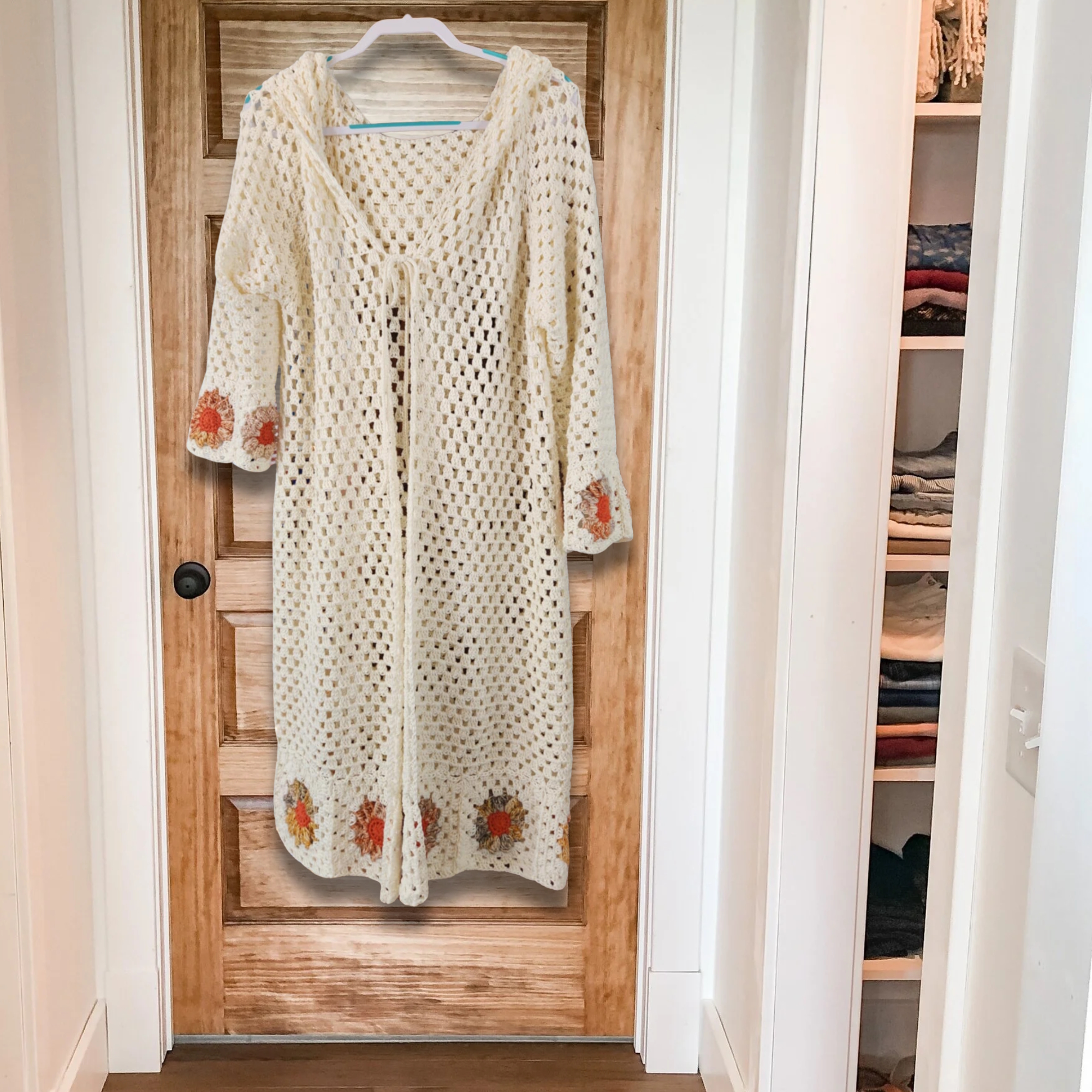 Handmade crochet duster with sunflower granny squares